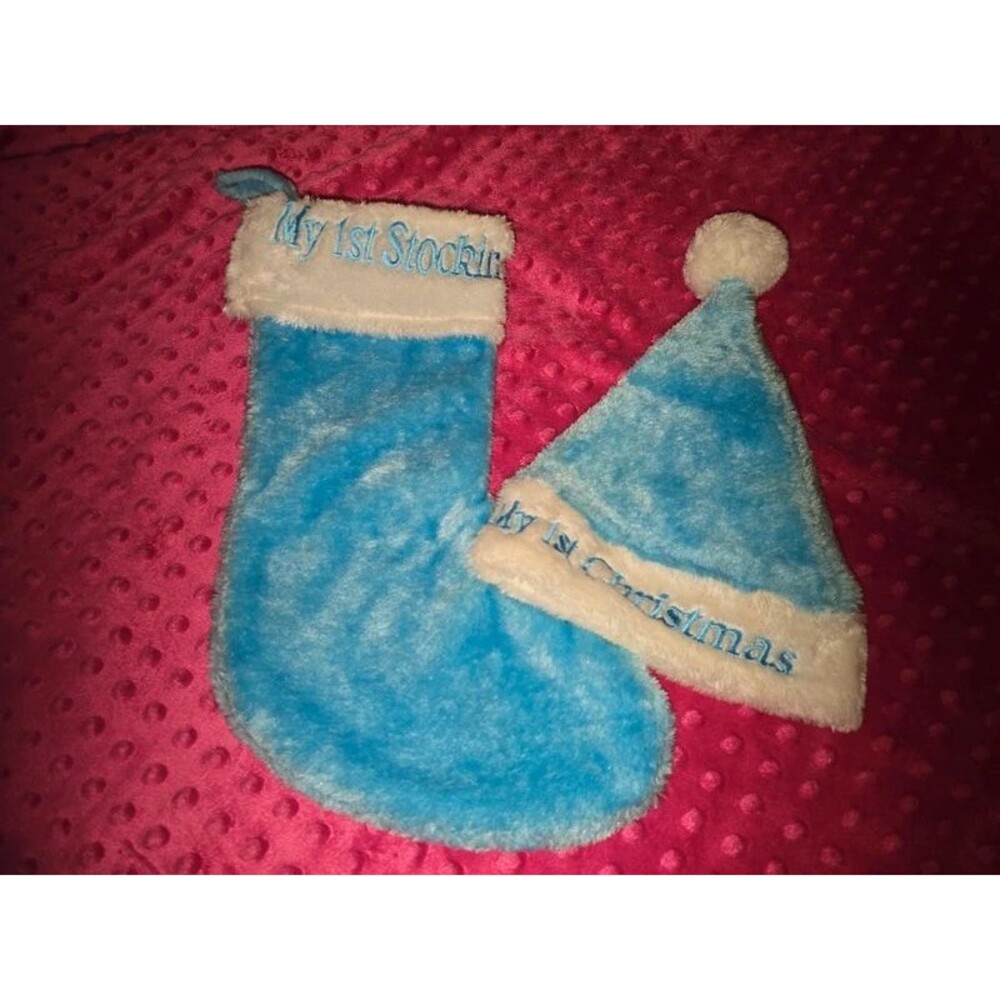 My first christmas stocking and hat